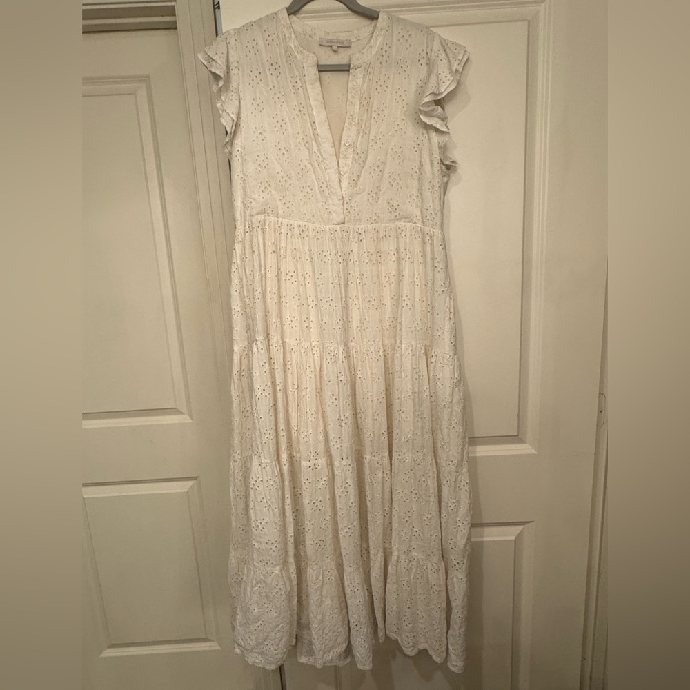 Olivaceous White Eyelet Maxi Dress